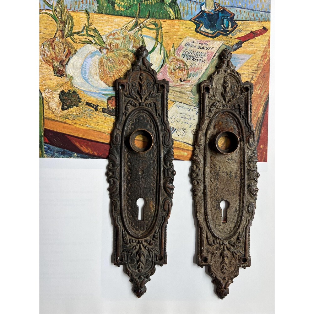 Antique Ornate Brass Door Handle Plate